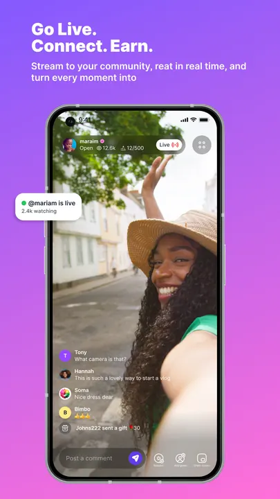Going live to followers from the Cloutt stream screen